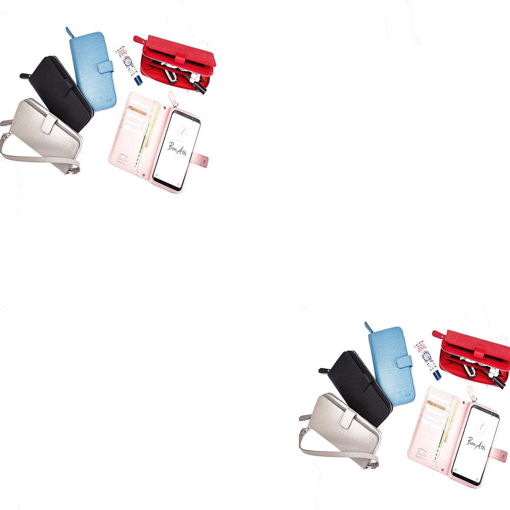 natural cowhide long wallet zipper mobile phone case Etof Grey