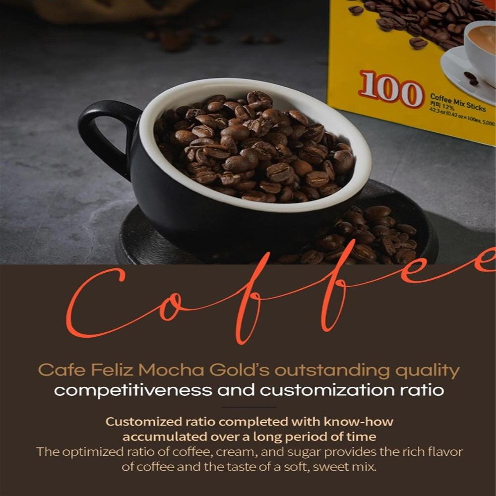 CAFE FELIZ Mocha Gold Instant Coffee (0.42oz X 100ea) Coffee Mix Powder